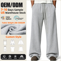 Pantalon de jogging ample pour homme en molleton de haute qualité, coupe large, bas ouvert, plissé, silhouette décontractée, pour la course