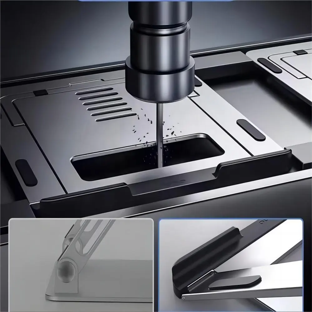 सीएनसी टर्निंग पार्ट लैपटॉप स्टैंड फैक्ट्री कस्टम सीएनसी मशीनिंग एल्यूमीनियम एर्गोनोमिक एल्यूमीनियम मिश्र धातु 11-17 इंच के लैपटॉप के लिए