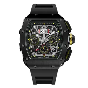 Cổ điển sáng có thể nhìn thấy phong trào chronographe hommes automatique cổ điển người đàn ông xem cổ tay đồng hồ cơ khí