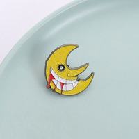 Evil Smile Horror Moon Zinc Alloy Casting Metal Pin Noir Nickel Plating-Magical Manga Anime Design Collection Bijoux Cadeau