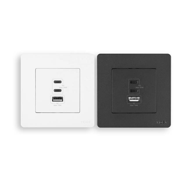 Universal 3 Port 30W 65W Type-c Super Fast Charging Wall Socket, White/black Uk 1.5A Usb C Plug Adapter 220V Outlet