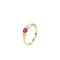 Bague romantique en argent 925 plaqué or 18 carats avec cœur rouge en CZ, trois pierres, bagues fines