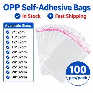 ถุงใส OPP แบบมีกาวในตัว ขนาด 28+4 ซม. บรรจุ 100 ชิ้น ถุงพลาสติกปิดผนึกเอง สำหรับบรรจุภัณฑ์เสื้อผ้า เครื่องประดับ และสินค้าอื่นๆ - Product Image 1