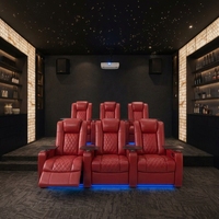 Ensemble de canapés modernes, canapé de cinéma électrique, cadre en bois massif, fauteuil inclinable électrique en cuir véritable, fauteuil de cinéma sectionnel pour home cinéma