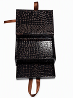 Boîte cadeau rigide à double couche avec texture crocodile de luxe, avec logo estampé à chaud, pour l'emballage de cosmétiques, de parfums et de bijoux
