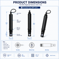 Électrode de pH numérique avec filetage NPT3/4 ou fixation par clip, communication Modbus RTU pour installation en pipeline et en cellule de débit