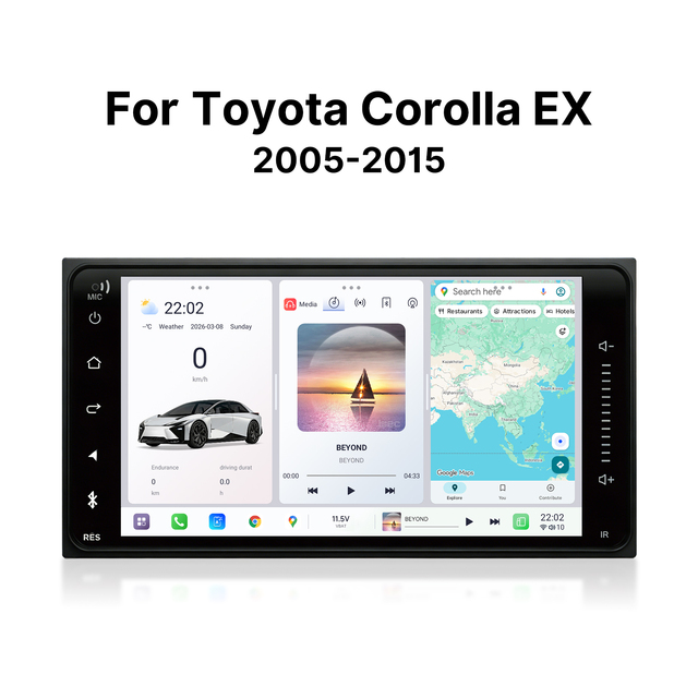Youducar 7" Android Car Radio Player Navigation Head Unit Corolla 2005-2015 Wireless CarPlay Android Hi-Res Audio Reversing Aid