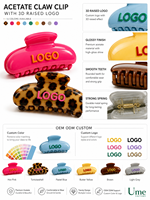 Pince à cheveux en acétate personnalisée avec logo Ume, OEM ODM, grande pince à cheveux personnalisée, accessoires pour cheveux, usine
