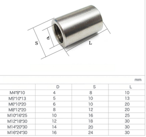 Écrou d'accouplement de tige de goujon de <span class=keywords><strong>barre</strong></span> de manchon fileté en acier inoxydable poli AL6063 pour le traitement de l'eau - Product Image 2
