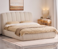 Lit double Queen Size, lit souple avec vérin hydraulique, design moderne et minimaliste, cadre en fer, panneau en contreplaqué, mobilier de maison