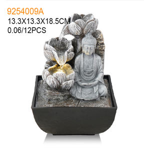 <span class=keywords><strong>Fontaine</strong></span> d'eau en polyrésine avec lumières LED, faite à la main et peinte à la main, style bouddhiste, avec aquarium - Product Image 3