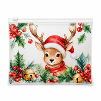 Sac d'emballage en plastique de Noël, pochette à fermeture éclair givrée imprimée pour vêtements de luxe avec logo personnalisé