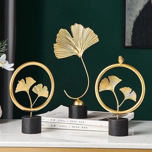Stainless Steel Gold-Plated Leaves Plant <b>Ornaments</b> Modern Antique High-end Craft Living Room Tabletop Home Decorations Luxurious - Product Image 1