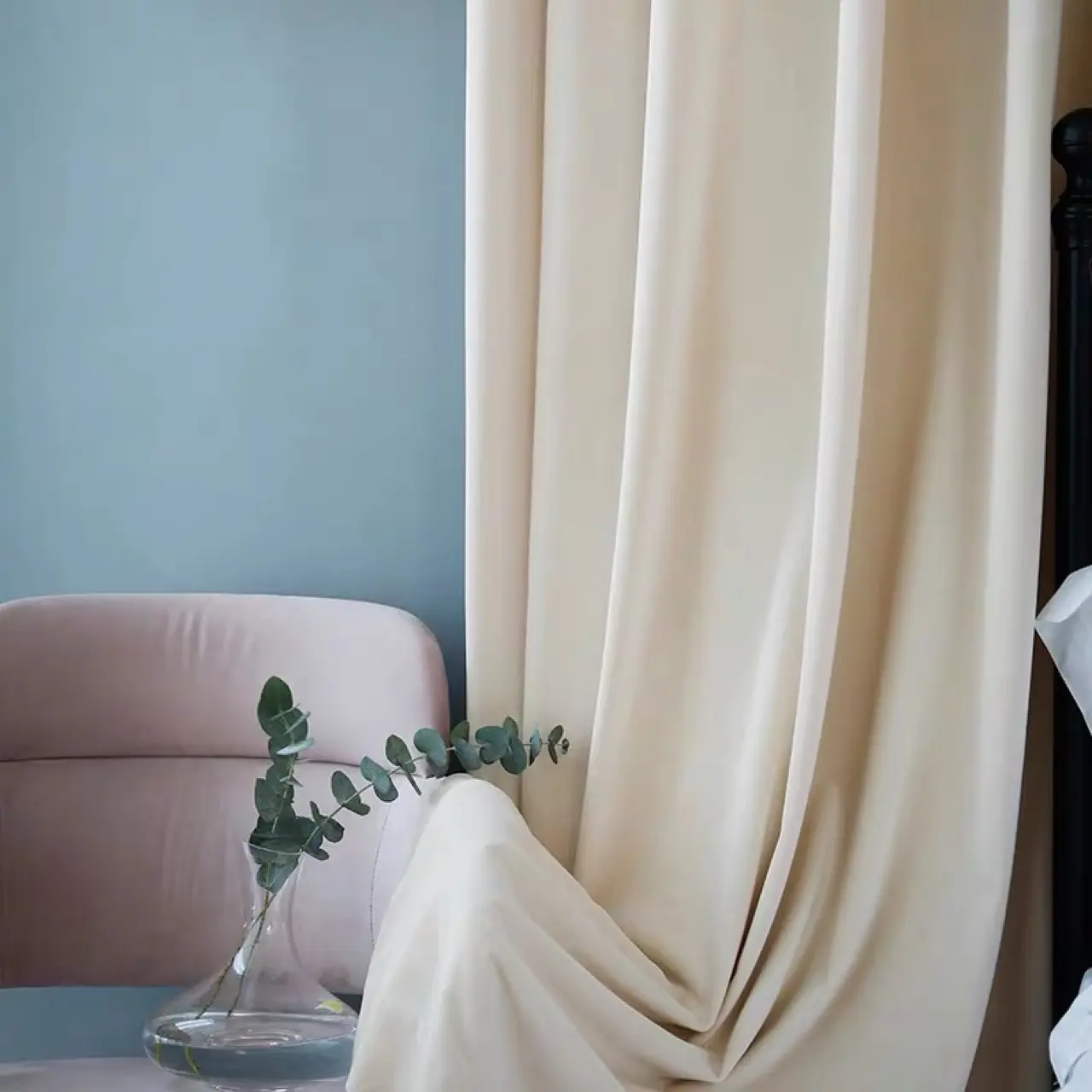 Cortina de tela con acabado Simple y moderno estilo nórdico, sombreado de terciopelo, Color Beige, para dormitorio, sala de estar, ventana plana, hilo teñido