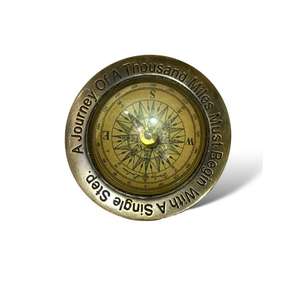 Journey Compass Stylish Nautical Art Decor BRASS & GLASS Multipurpose Office <b>Desk</b> <b>Ornament</b> Designed to Add Elegance - Product Image 1