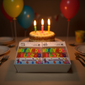 Candele Colorate a Forma di Lettera VELAS 12 Pezzi Decorazioni per Torte di Compleanno - Product Image 2