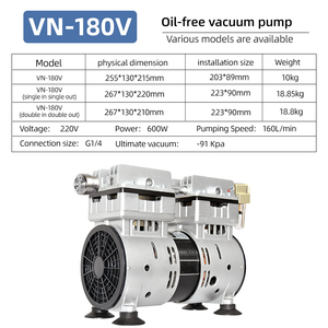 Diş ve laboratuvar kullanımı için 220V 600W -91KPa 160L/min yüksek basınçlı taşınabilir elektrikli yağsız vakum pompası hava kompresörü - Product Image 2