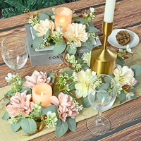 Couronne porte-bougie en rose artificielle de haute qualité avec décorations florales