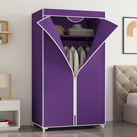 Armoire de rangement pour vêtements en tissu non tissé avec barre de suspension, étagères et housse imperméable pour chambre à coucher