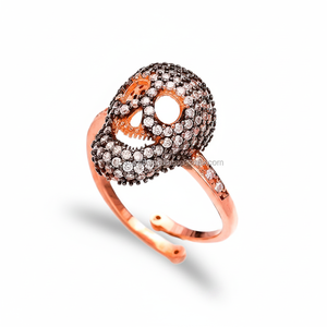 Skull Design Clear Zircon Stone <b>Adjustable</b> <b>Ring</b> Turkish Wholesale Handcrafted 925 <b>Sterling</b> <b>Silver</b> Jewelry - Product Image 2
