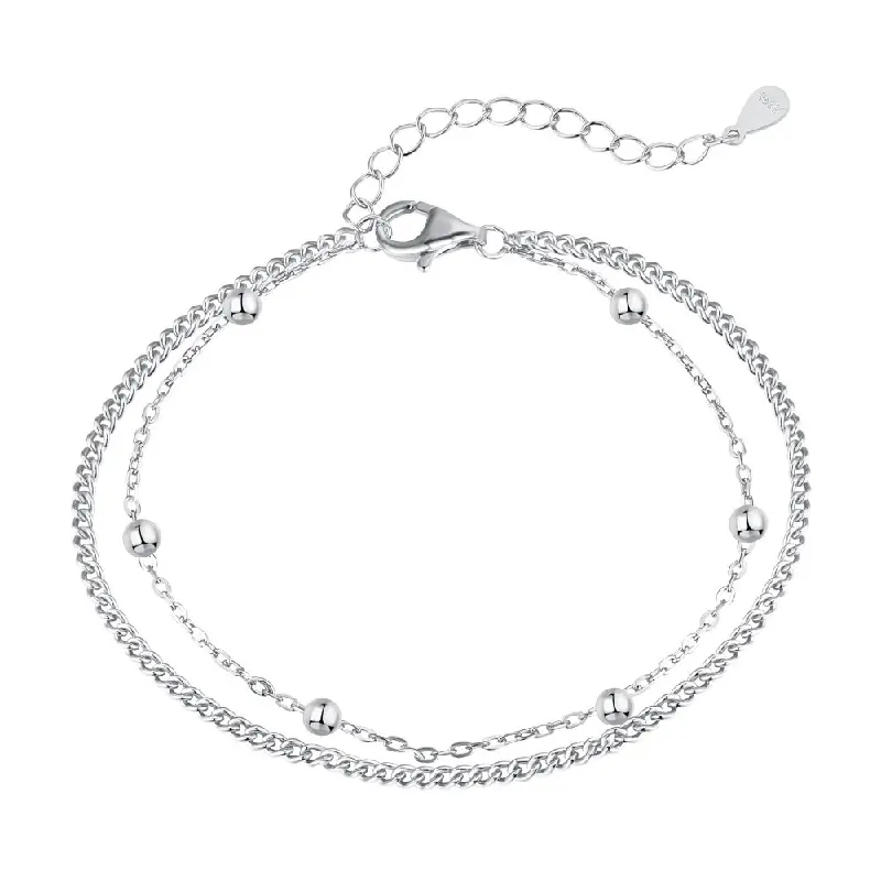 S925 Sterling silver bracelet double layer twinins Simple style thin chain fashionable all-match student bracelet