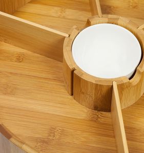 Lazy Susan tocadiscos bambú bandeja de fiesta giratoria de 360 grados - Product Image 5