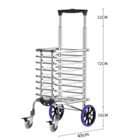 Chariot pliable industriel FELLCO en alliage d'aluminium à quatre roues, petit chariot de courses, frein express, poudre