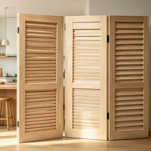 Wooden Folding <b>Room</b> <b>Divider</b> 3 <b>Panels</b> Handcrafted Minimalist Design Opaque Foldable Frame Structure Eco-friendly Vietnam - Product Image 1