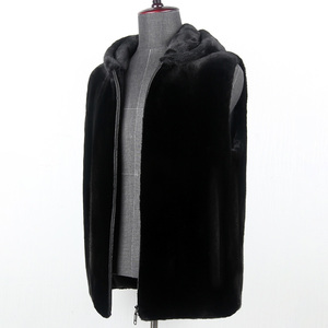 Otoño <span class=keywords><strong>Caballero</strong></span> con capucha negro <span class=keywords><strong>Chaleco</strong></span> <span class=keywords><strong>de</strong></span> piel auténtica Alta Calidad hombres <span class=keywords><strong>elegante</strong></span> <span class=keywords><strong>Chaleco</strong></span> <span class=keywords><strong>de</strong></span> visón - Product Image 2