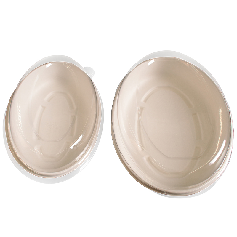 26Oz Premium Round Clear Lid Bagasse Pulp Paper Salad Plates and Bowls Bagasse Oval Plate