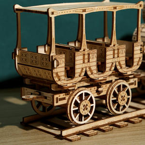 Ensamblaje de bricolaje Rompecabezas de madera 3D Artesanía de madera Trenes de vapor retro Camión transportador de vino Juguetes promocionales con láser - Product Image 6