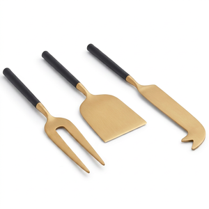 Modern Golden <b>Cheese</b> Tools <b>Set</b> With Black Handles Durable Metal <b>Cheese</b> <b>Knife</b> <b>Set</b> For Serving Use Kitchenware And Cutting Use - Product Image 1