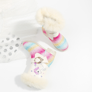 Bottes de neige pour enfants Anna Frozen, longueur genou, en fourrure, style princesse, motif dessin animé - Product Image 2