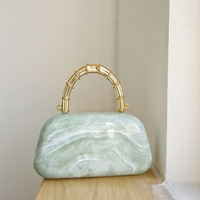Sac de soirée raffiné en acrylique, motif pierre style chinois, avec poignées dorées effet bambou, texture exquise, pochette de soirée