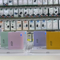 Indikator LED Colokan US Warna-warni USB A+C Dual Port PD 35W GaN Pengisi Daya Cepat Adaptor Charger Dinding untuk Samsung Android