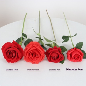 Arrangement de fleurs artificielles en velours rouge pour hôtel, décoration de mariage, accessoires, roses artificielles en gros - Product Image 6