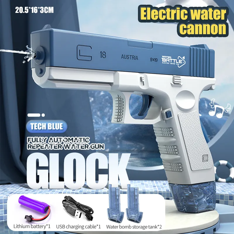 2024 전기 물 대포 장난감 분출 총 사용자 정의 wasserpistole Glock19 물총 권총 장난감 물총 장난감