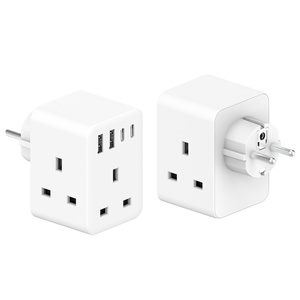 Adattatore da viaggio in 3 modi da UK a europa con 2USB e 2USB-C con standard di sicurezza per Germany francia spagna portogal Iceland Greece - Product Image 1