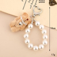 Nouvelle Arrivée Créative : Pendentif Ours en Peluche Mignon Fait Main Orné de Perles, Breloque de Sac Haut de Gamme en Forme de Cœur Yiwu, Porte-clés