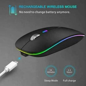 Nuevo Mouse Inalámbrico Recargable Ergonómico con Luces LED de Colores, Modo Dual 2.4G y Bluetooth para Oficina, Portátil y PC - Product Image 3