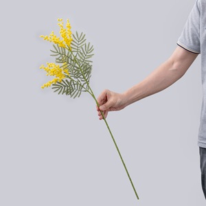 Bouquet de fleurs artificielles d'albizia jaunes Haiyan, en plastique, longue durée, pour mariage et décoration intérieure, 24 pouces - Product Image 2