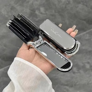Peigne pliant mini en gros avec miroir 2-en-1, peigne de massage antistatique pour <span class=keywords><strong>salon</strong></span>, voyage, extérieur, peigne à cheveux portable - Product Image 2
