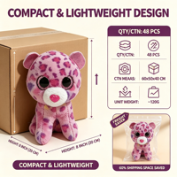 Portachiavi Peluche Leopardo Rosa con Grandi Occhi Morbidi, Bambola Animale Imbottita da 4 Pollici, Premio per Macchine Arcade nei Centri Commerciali, Fornitore Diretto, Disponibile in Magazzino