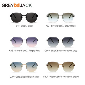 Nouvelles lunettes de soleil métalliques sans monture de style européen UV400 pour femmes, surdimensionnées, à verres dégradés, noires, sans bordure - Product Image 2