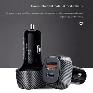 ที่ชาร์จในรถยนต์คาร์บอนไฟเบอร์ใหม่ 3.1A 12w 20w 48w Type C+PD สำหรับ iPhone 15 14 13 12 สำหรับ Xiaomi ชาร์จเร็ว - Product Image 4
