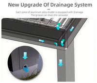 Pergola en aluminium robuste avec auvent résistant aux chocs, abri imperméable pour zone de repos en emplacement panoramique, gazebo à lames orientables en aluminium