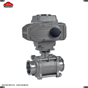Actionneur électrique COVNA AC220V DN25 1 pouce, vanne à bille sanitaire en acier inoxydable, vanne à bille motorisée électrique à triple bride 2 pouces 12v - Product Image 2