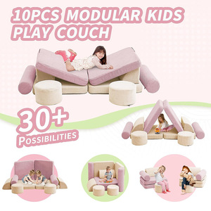 Children's Building Block <b>Sofa</b> Set Soft Foam Fabric Modular Play Furniture For <b>Kids</b> Age 3 And Above - Product Image 3