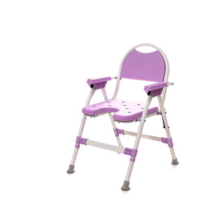 Shower Chair Aluminum Alloy Foldable 5 Level <b>Height</b> <b>Adjustable</b> With Armrests And Backrest For Bathroom Safety Equipment - Product Image 1