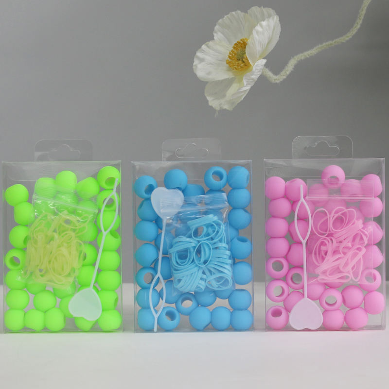 Colorful Hair Beads Kit Soft Silicone Rubber Hair Beads Braiding Hair Accessories Extention for Girls
